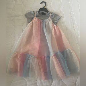 Zunie rainbow tulle dress with sparkles